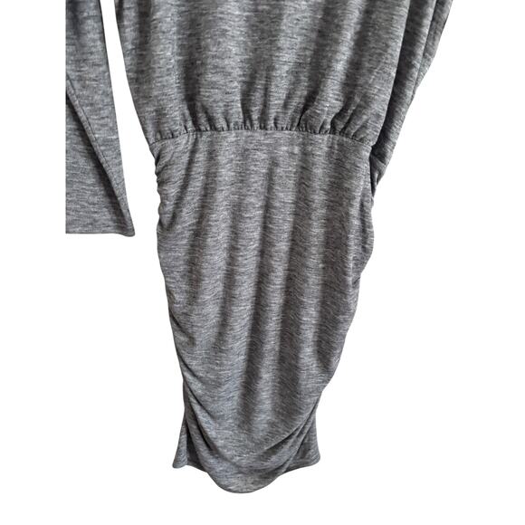 Express Heather Gray Mock Turtleneck Long Sleeve Ruched Knit Dress Size M Basic - Picture 4 of 5